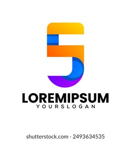 initials number 5 logo design 