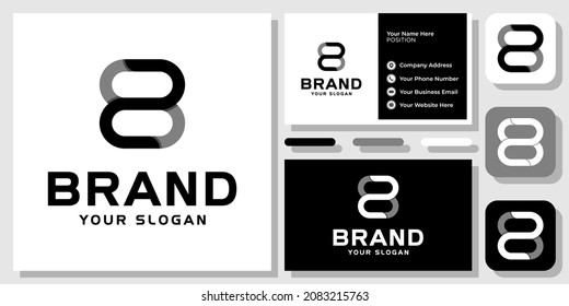 Initials Numbers 28 82 Infinity Loop Infinite Shadow Linked Logo Design with Business Card Template