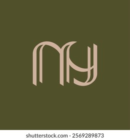  Initials NY, YN Monogram Logo Template, Minimal Luxury Letter N and Y Logo Vector for Brand Identity