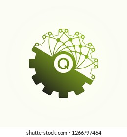 initials O , Circuit and Gear icon templates, vector logo technology for business corporate , elements, illustrations