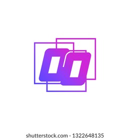 The initials O and O colored gradient combination of blue and pink. OO vector design logo