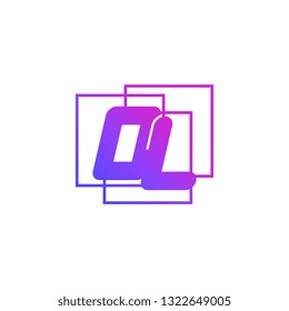 The initials O and L colored gradient combination of blue and pink. OL vector design logo