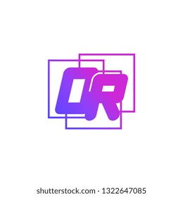 The initials O and R colored gradient combination of blue and pink. OR vector design logo