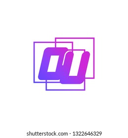 The initials O and U colored gradient combination of blue and pink. OU vector design logo