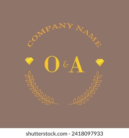 Initials OA letter monogram diamond gold company luxury