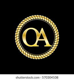 initials oa logo luxurious golden letters with gold rope