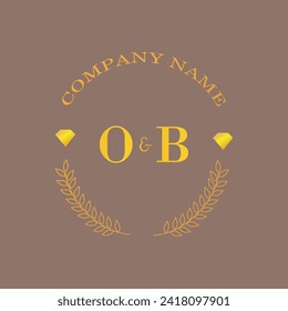 Initials OB letter monogram diamond gold company luxury