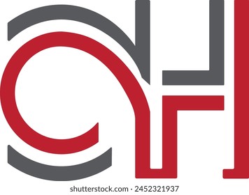 Initials OH letters logo design. Abstract OH letters logo design. HO logo template vector red and black color best company popular icon design. CH or HO iconic brand logo design.