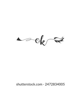 Initials OK calligraphy lettering beauty symbol