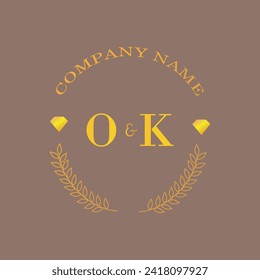Initials OK letter monogram diamond gold company luxury