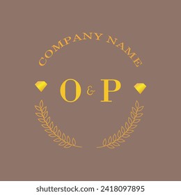 Initials OP letter monogram diamond gold company luxury