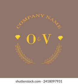 Initials OV letter monogram diamond gold company luxury