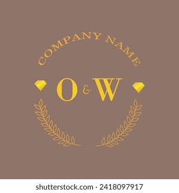Initials OW letter monogram diamond gold company luxury