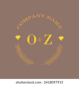 Initials OZ letter monogram diamond gold company luxury