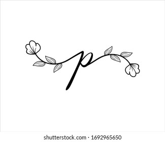 initials p beautiful with floral decorations