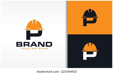 initials P cap construction logo