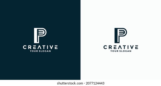 iniciales Monograma de diseño del logotipo de la empresa P