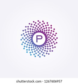initials P , Connection icon templates , vector logo technology for business corporate , element illustration