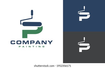 	
Initials P Paint Roller Logo