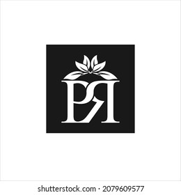 initials p r logo vector template leaf