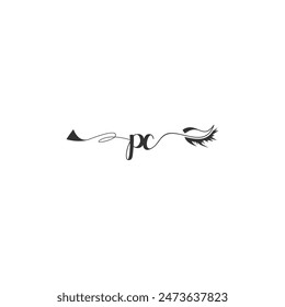 Initials PC calligraphy lettering beauty symbol