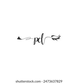 Initials PD calligraphy lettering beauty symbol