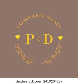 Initials PD letter monogram diamond gold company luxury