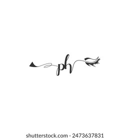 Initials PH calligraphy lettering beauty symbol