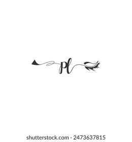 Initials PL calligraphy lettering beauty symbol