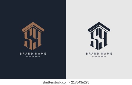 initials PL logo with pillar element. Best for law firm company, legal, lawyer vector monogram design.