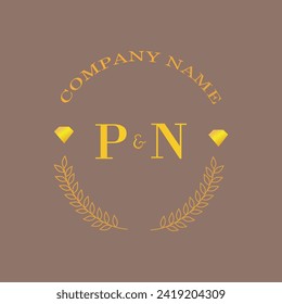 Iniciales PN letra monograma empresa de oro diamante lujo