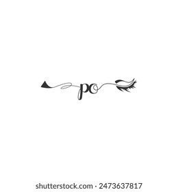Initials PO calligraphy lettering beauty symbol