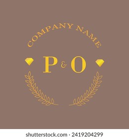 Initials PO letter monogram diamond gold company luxury