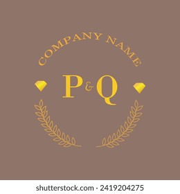 Initials PQ letter monogram diamond gold company luxury