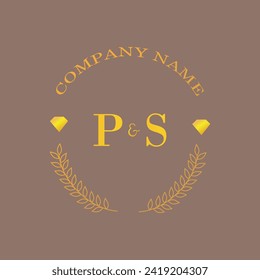 Initials PS letter monogram diamond gold company luxury