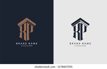 initials PU logo with pillar element. Best for law firm company, legal, lawyer vector monogram design.