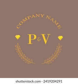 Erstmalige PV-Buchstaben Monogramm Diamantgold Unternehmen Luxus
