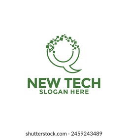 Initials Q Technology logo, Modern Tech Initial logo template