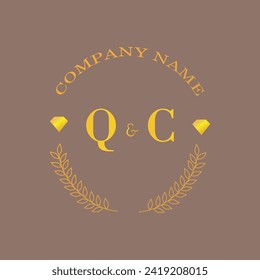 Initials QC letter monogram diamond gold company luxury