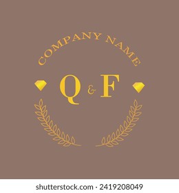 Initials QF letter monogram diamond gold company luxury