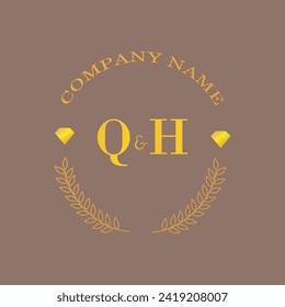 Initial QH Brief Monogramm Diamantengold Unternehmen Luxus