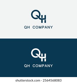 Initials QH letters logo design. Circle QH logo template vector royalty business identity
