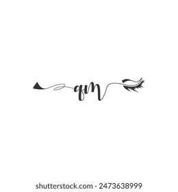 Initials QM calligraphy lettering beauty symbol
