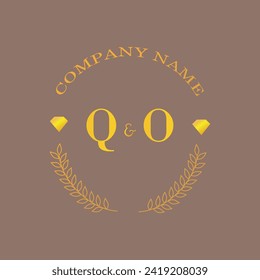Initials QO letter monogram diamond gold company luxury