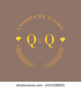 Iniciales Carta QQ Monograma empresa de oro diamante de lujo