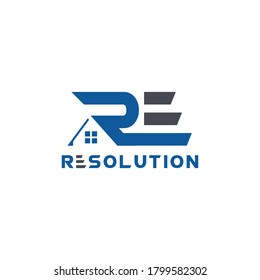 initials R and E logo for the real estate industry agency design simple modern