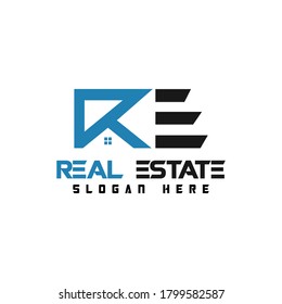 initials R and E logo for the real estate and mortgage industry agency design simple modern