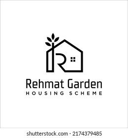 Initials R, Garden and Home Logo vector design
