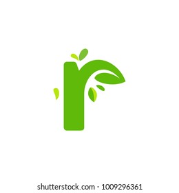 initials R icon logo design, nature green leaf symbol 
