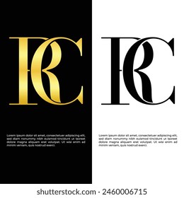 Initials RC logo design. Initial Letter Logo, Letter RC logo template, RC R C Golden Letter Logo Design